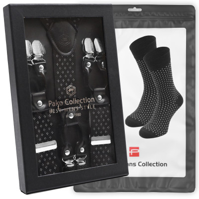 Elegancki PREZENT dla Mężczyzny ZESTAW Premium Szelki i Skarpety Pako Jeans - Pakojeans.pl