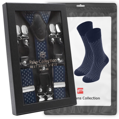 Elegancki PREZENT dla Mężczyzny ZESTAW Premium Szelki i Skarpety Pako Jeans - Pakojeans.pl