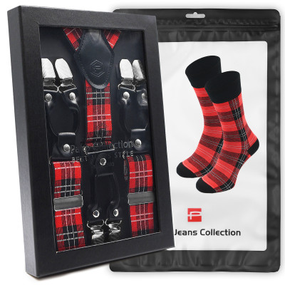 Elegancki PREZENT dla Mężczyzny ZESTAW Premium Szelki i Skarpety Pako Jeans - Pakojeans.pl