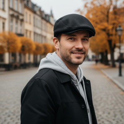 Kaszkiet Męski Ocieplany Klasyczny Czarny Czapka na Zimę Pako Jeans - Pakojeans.pl