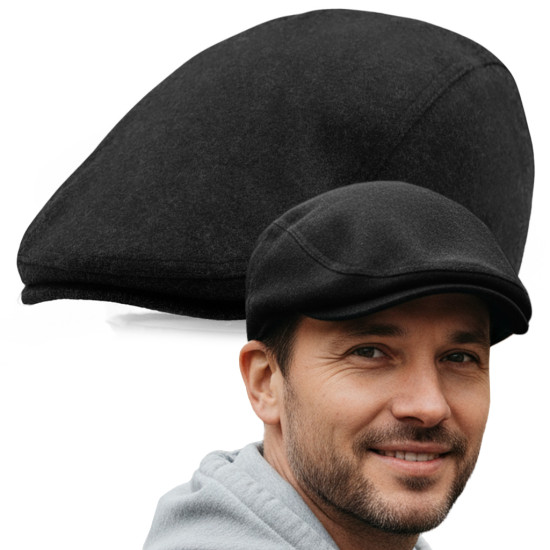 Kaszkiet Męski Ocieplany Klasyczny Czarny Czapka na Zimę Pako Jeans - Pakojeans.pl