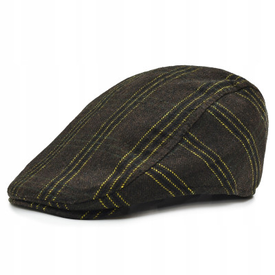 Kaszkiet Męski Zimowy Ocieplany Elegancka Czapka Krata 50% Wełny Pako Jeans