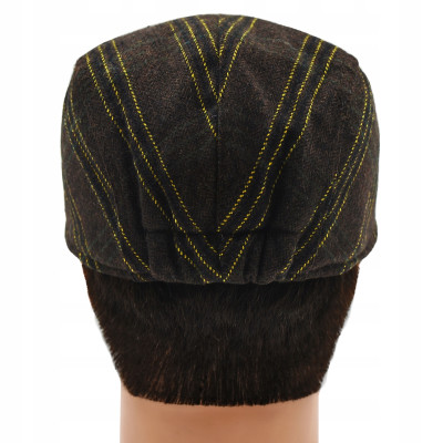 Kaszkiet Męski Zimowy Ocieplany Elegancka Czapka Krata 50% Wełny Pako Jeans