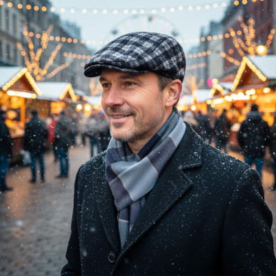 Kaszkiet Męski z 50% Wełny i Szalik Pako Jeans Elegancki Komplet Dla Niego - Pakojeans.pl