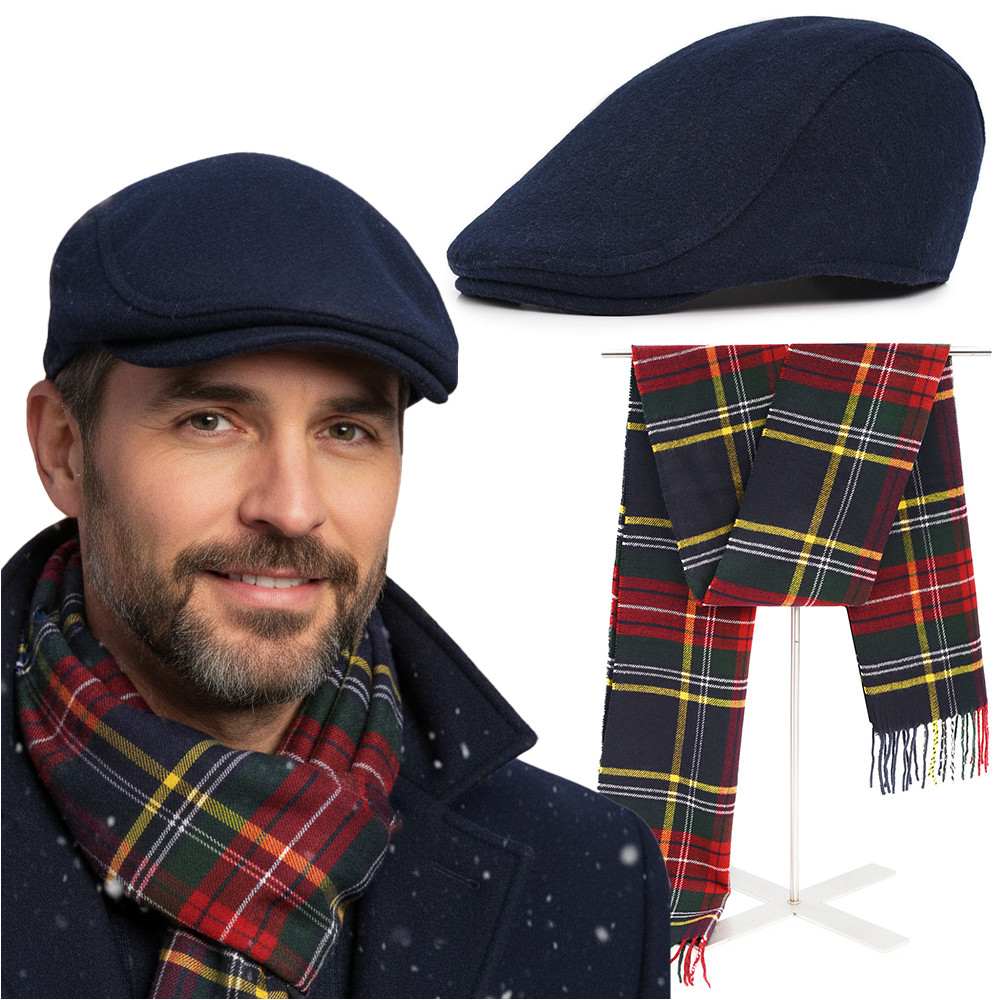 Kaszkiet Męski z Wełną i Szalik Pako Jeans Świąteczny Komplet Dla Niego - Pakojeans.pl