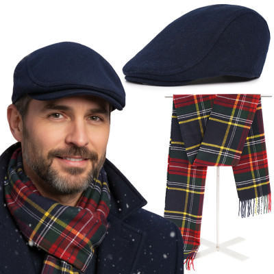 Kaszkiet Męski z Wełną i Szalik Pako Jeans Świąteczny Komplet Dla Niego - Pakojeans.pl
