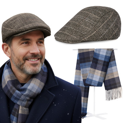 Kaszkiet Męski z Wełną i Szalik Pako Jeans Elegancki Komplet Dla Niego - Pakojeans.pl