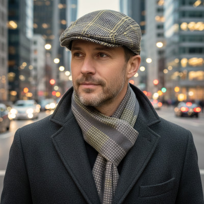 Kaszkiet Męski z 50% Wełny i Szalik Pako Jeans Elegancki Komplet Dla Niego - Pakojeans.pl