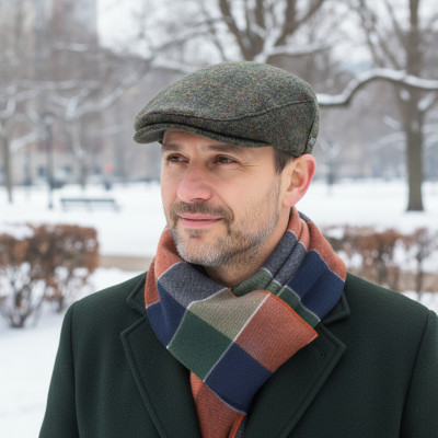 Komplet PREMIUM męski kaszkiet 100% WEŁNY i LUKSUSOWY szalik Pako Jeans - Pakojeans.pl