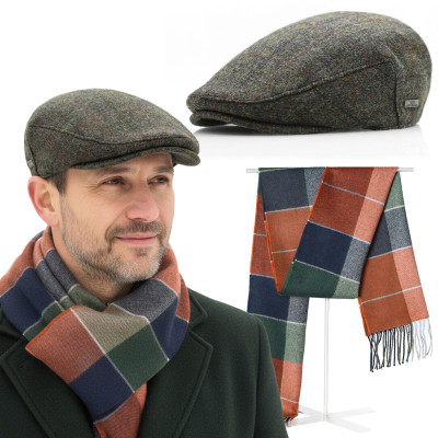Komplet PREMIUM męski kaszkiet 100% WEŁNY i LUKSUSOWY szalik Pako Jeans - Pakojeans.pl