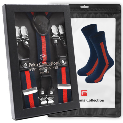 Elegancki PREZENT dla Mężczyzny ZESTAW Premium Szelki i Skarpety Pako Jeans - Pakojeans.pl