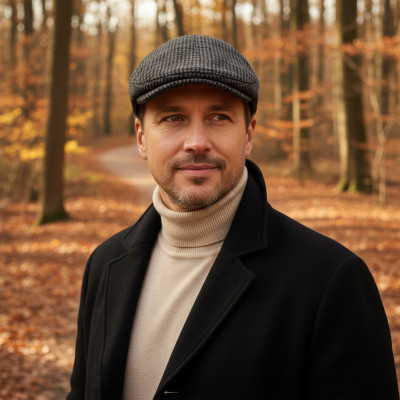 Kaszkiet Męski Zimowy Ocieplany Elegancka Czapka w Krateczkę 50% Wełny SZARY - Pako Jeans