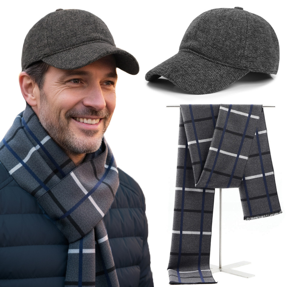 Czapka z Daszkiem Ocieplana i Szalik Pako Jeans Elegancki Komplet Dla Niego - Pakojeans.pl