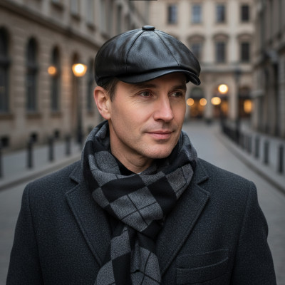 Kaszkiet Męski Skórzany i Szalik Pako Jeans Wyjątkowy Komplet Dla Niego - Pakojeans.pl