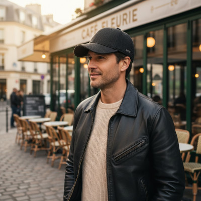 Czapka Zimowa z Daszkiem 50% Wełny Elegancka Jodełka Ocieplana Pako Jeans - Pakojeans.pl