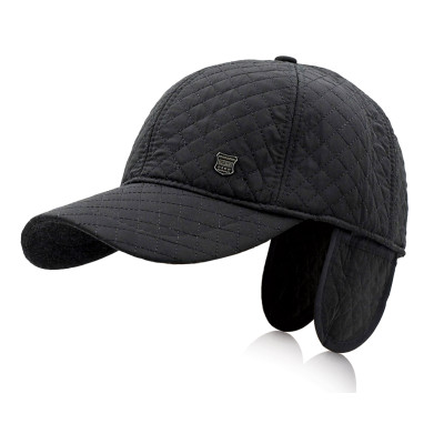 Czapka Zimowa z Daszkiem i Nausznikami Ocieplana Pikowana Czarna Pako Jeans - Pakojeans.pl