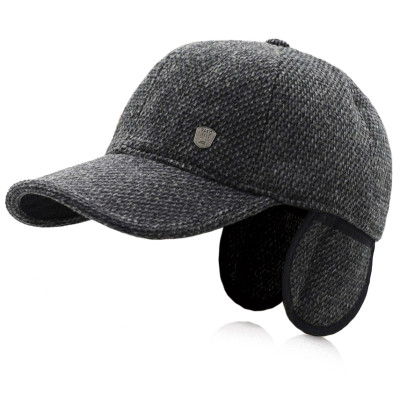 Czapka Zimowa z Daszkiem i Nausznikami Ocieplana Grafitowy Melanż Pako Jeans - Pakojeans.pl