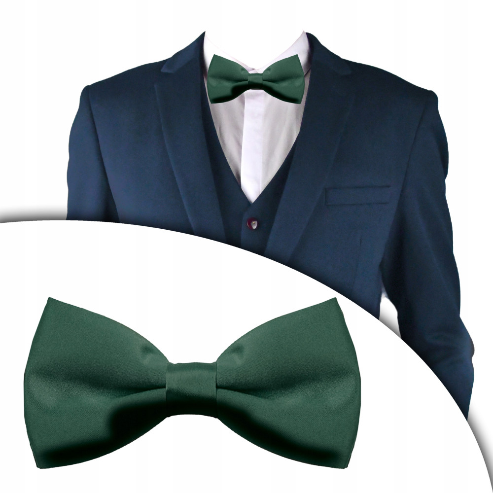 MUSZKA Męska Jednokolorowa BUTELKOWA ZIELEŃ Elegancka Mucha Pako Jeans - Pakojeans.pl