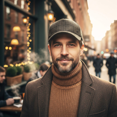Czapka z Daszkiem Bejsbolówka BRĄZOWA w Elegancką Kratę Pako Jeans - Pakojeans.pl