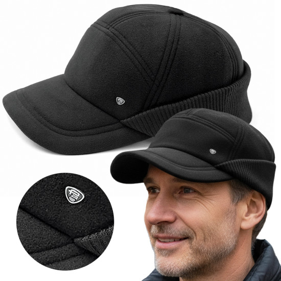 Czapka z Daszkiem Męska BEJSBOLÓWKA Gruba POLAROWA Czarna - Pako Jeans
