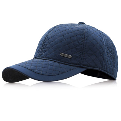 Czapka Zimowa z Daszkiem i Nausznikami Ocieplana Pikowana Granatowa Pako Jeans - Pakojeans.pl