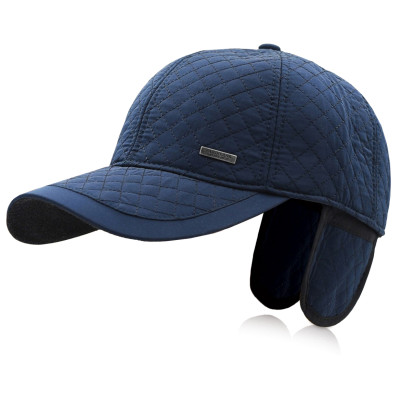 Czapka Zimowa z Daszkiem i Nausznikami Ocieplana Pikowana Granatowa Pako Jeans - Pakojeans.pl