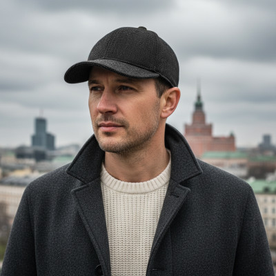 Czapka zimowa z daszkiem 118-2 męska ocieplana z chowanymi nausznikami - Pako Jeans