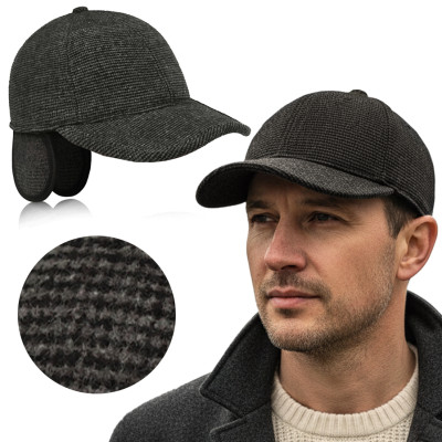 Czapka zimowa z daszkiem 118-2 męska ocieplana z chowanymi nausznikami - Pako Jeans