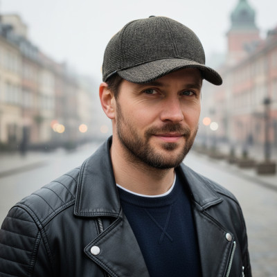 Czapka zimowa z daszkiem 118-4 męska ocieplana z chowanymi nausznikami - Pako Jeans