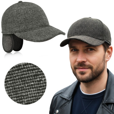 Czapka zimowa z daszkiem 118-4 męska ocieplana z chowanymi nausznikami - Pako Jeans