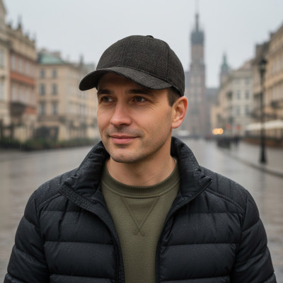 Czapka zimowa z daszkiem 118-3 męska ocieplana z chowanymi nausznikami - Pako Jeans