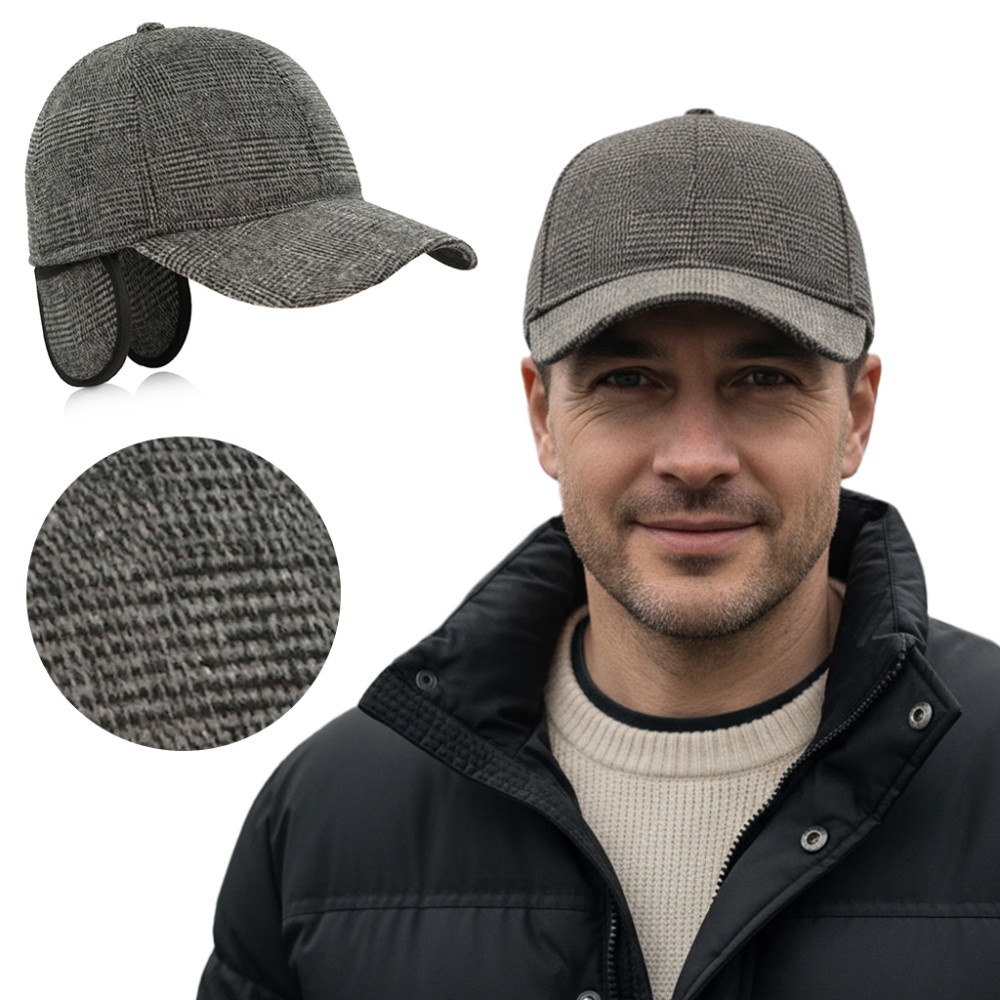 Czapka zimowa z daszkiem 118-5 męska ocieplana z chowanymi nausznikami - Pako Jeans