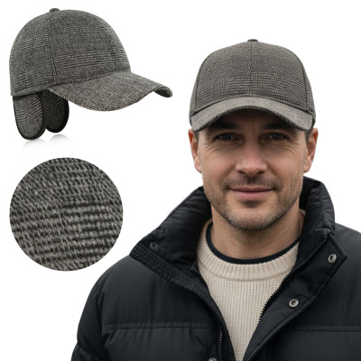 Czapka zimowa z daszkiem 118-5 męska ocieplana z chowanymi nausznikami - Pako Jeans