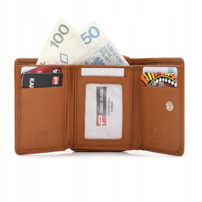 PORTFEL Męski Damski Skórzany RFID Klasyczny Pojemny Kamel MIDI Pako Jeans - Pakojeans.pl