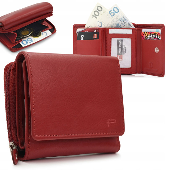 PORTFEL Damski Skórzany RFID Klasyczny Pojemny Czerwony MIDI Pako Jeans - Pakojeans.pl