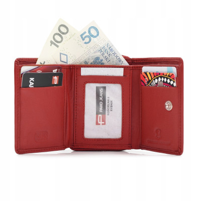 PORTFEL Damski Skórzany RFID Klasyczny Pojemny Czerwony MIDI Pako Jeans - Pakojeans.pl