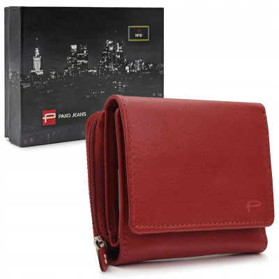PORTFEL Damski Skórzany RFID Klasyczny Pojemny Czerwony MIDI Pako Jeans - Pakojeans.pl