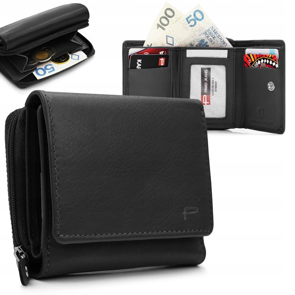PORTFEL Męski Damski Skórzany RFID Klasyczny Pojemny Czarny MIDI Pako Jeans - Pakojeans.pl