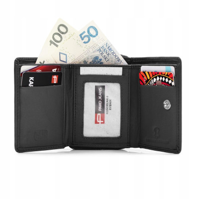 PORTFEL Męski Damski Skórzany RFID Klasyczny Pojemny Czarny MIDI Pako Jeans - Pakojeans.pl
