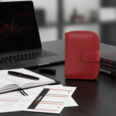 PORTFEL Damski Skórzany RFID Klasyczny Pojemny Czerwony MIDI Pako Jeans - Pakojeans.pl