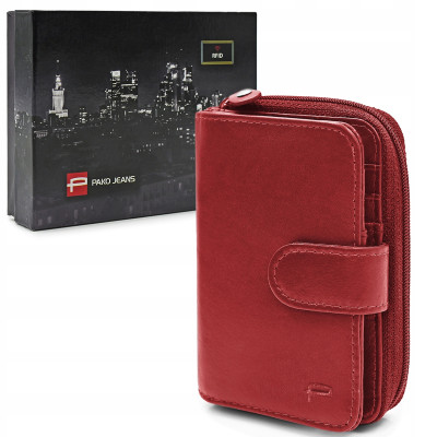 PORTFEL Damski Skórzany RFID Klasyczny Pojemny Czerwony MIDI Pako Jeans - Pakojeans.pl