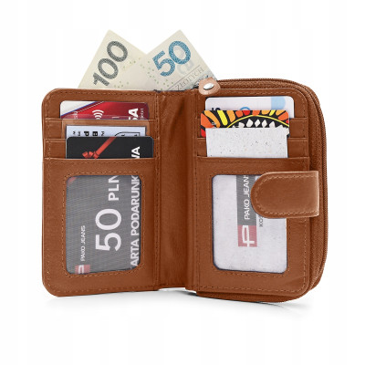 PORTFEL Męski Damski Skórzany RFID Klasyczny Pojemny Camel MIDI Pako Jeans - Pakojeans.pl