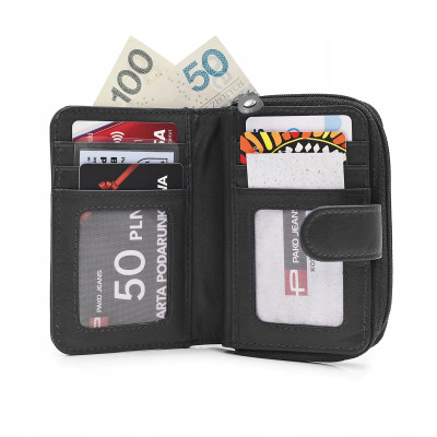 PORTFEL Męski Damski Skórzany RFID Klasyczny Pojemny Czarny MIDI Pako Jeans - Pakojeans.pl
