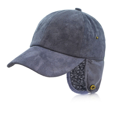 Czapka Zimowa z Daszkiem Męska Zamszowa Niebieska Pako Jeans Ocieplana z Nausznikami - Pako Jeans