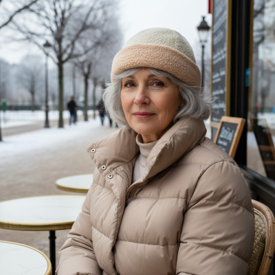 Czapka damska na zimę baranek na podszewce BEŻOWA - Pako Jeans