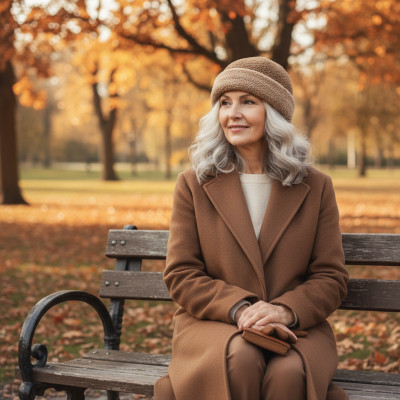 Czapka damska na zimę baranek na podszewce CAMEL - Pako Jeans