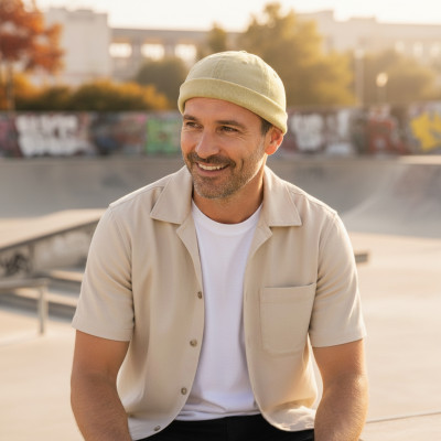 Czapka dokerka krótka leonka vintage beżowa - Pakojeans.pl