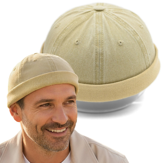 Czapka dokerka krótka leonka vintage beżowa - Pakojeans.pl