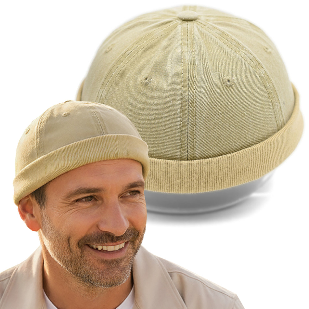 Czapka dokerka krótka leonka vintage beżowa - Pakojeans.pl