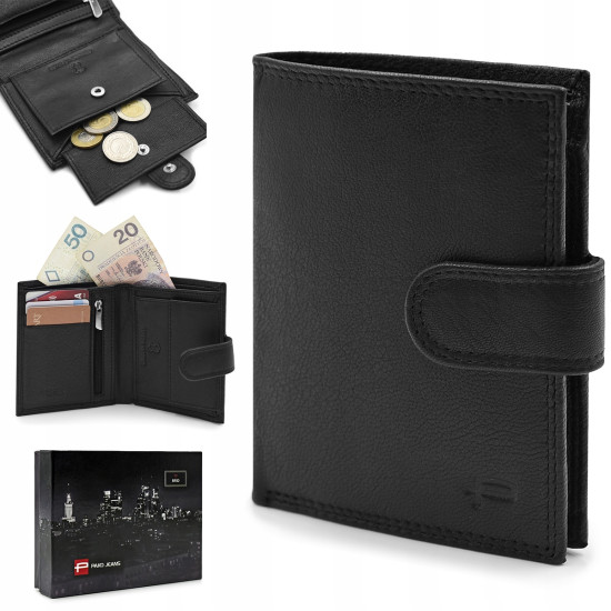 PORTFEL Męski Damski SKÓRZANY Czarny z RFID City Style MIDI Pako Jeans - Pakojeans.pl